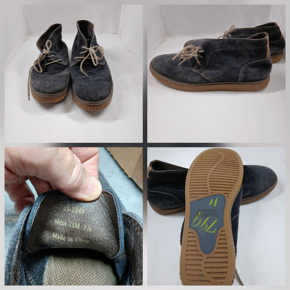 Johnston & Murphy Men's Chukka Boots Size 11M Navy Suede Leather Casual